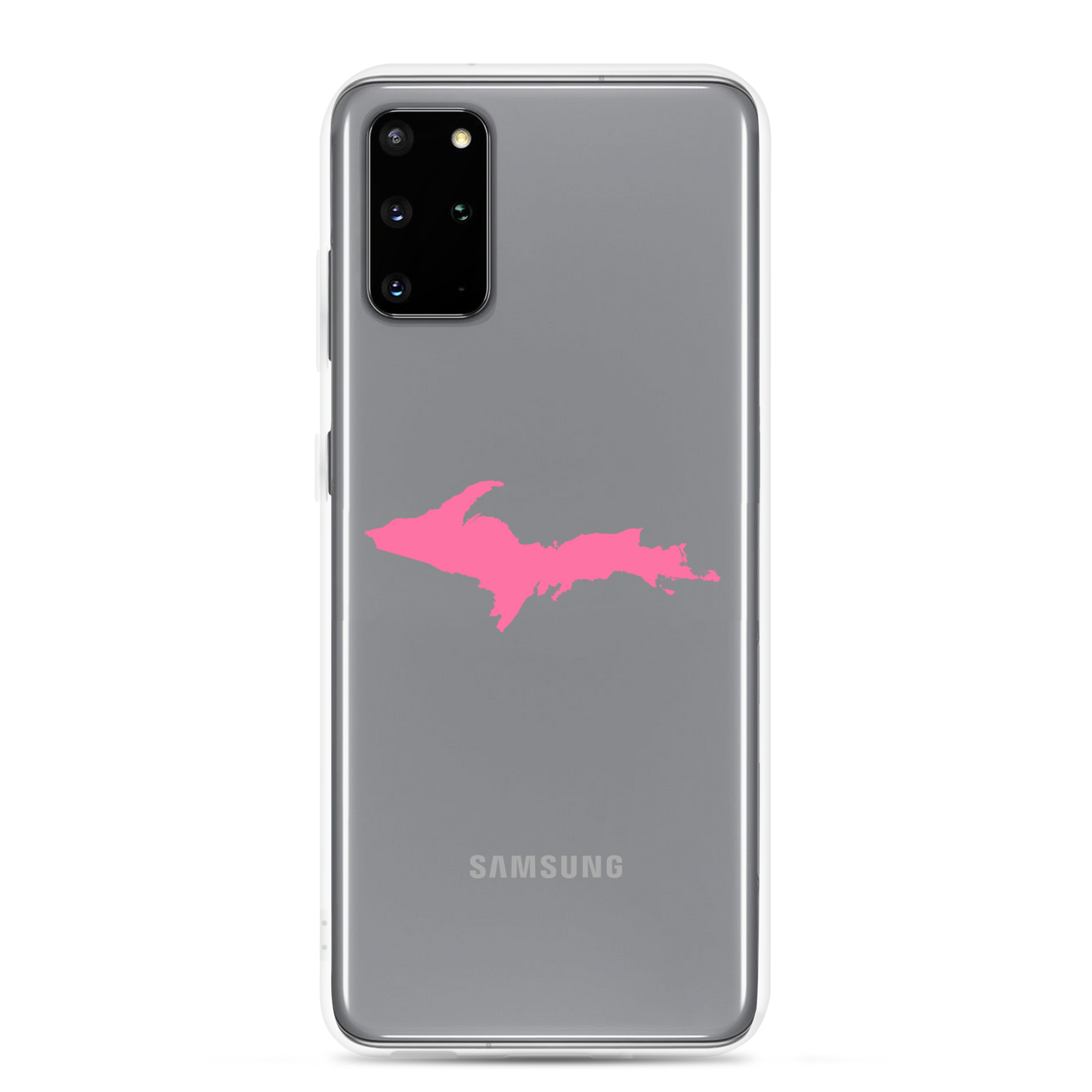 Michigan Upper Peninsula Clear Phone Case (w/ Pink UP Outline) | Samsung Android