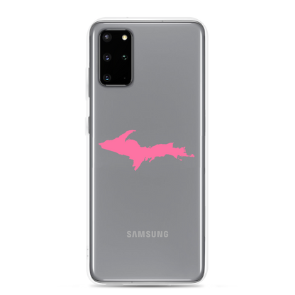 Michigan Upper Peninsula Clear Phone Case (w/ Pink UP Outline) | Samsung Android