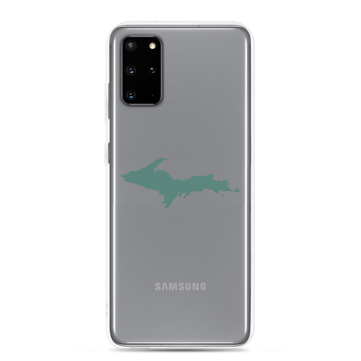 Michigan Upper Peninsula Clear Phone Case (w/ Copper Green UP Outline) | Samsung Android