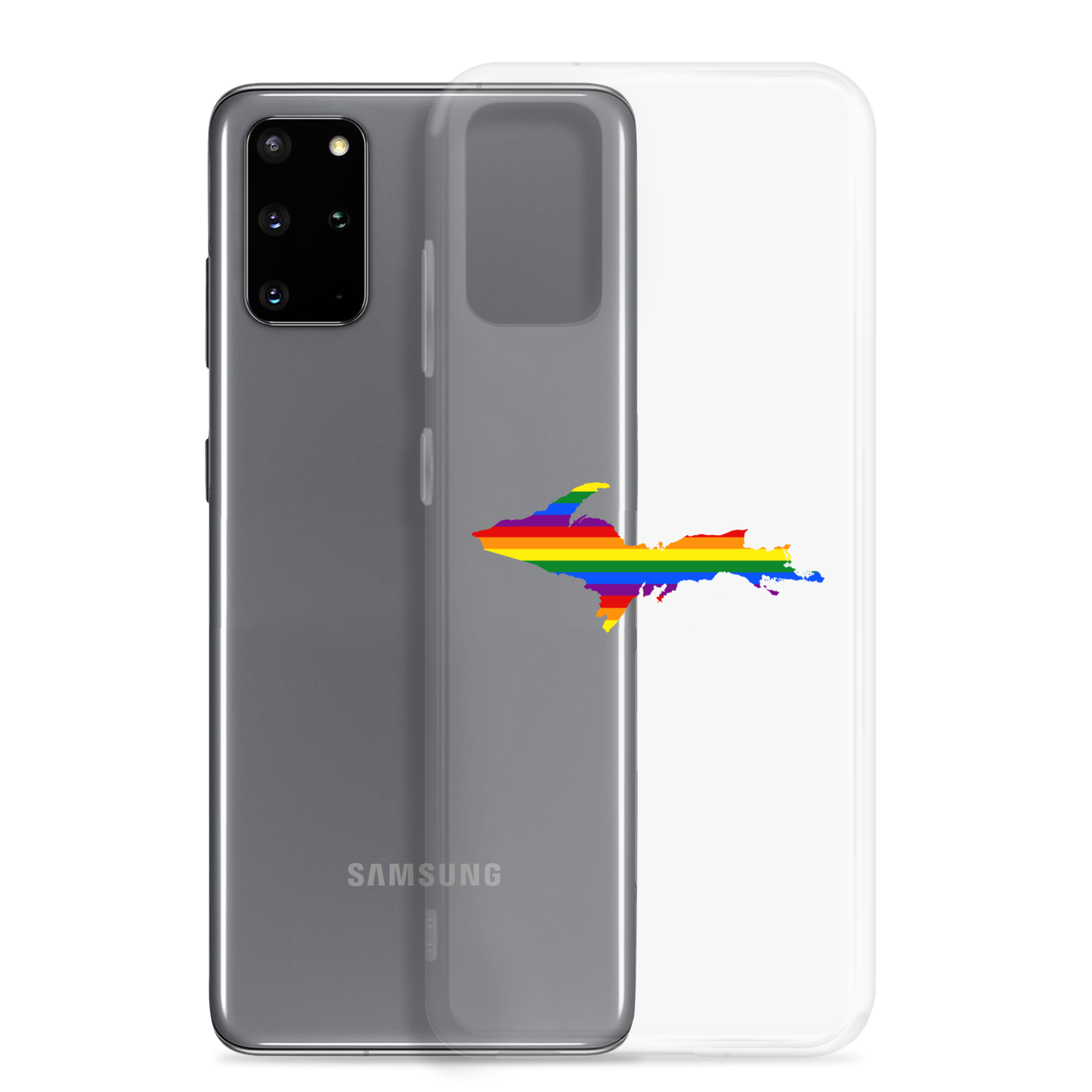 Michigan Upper Peninsula Clear Phone Case (w/ UP Pride Flag Outline) | Samsung Android