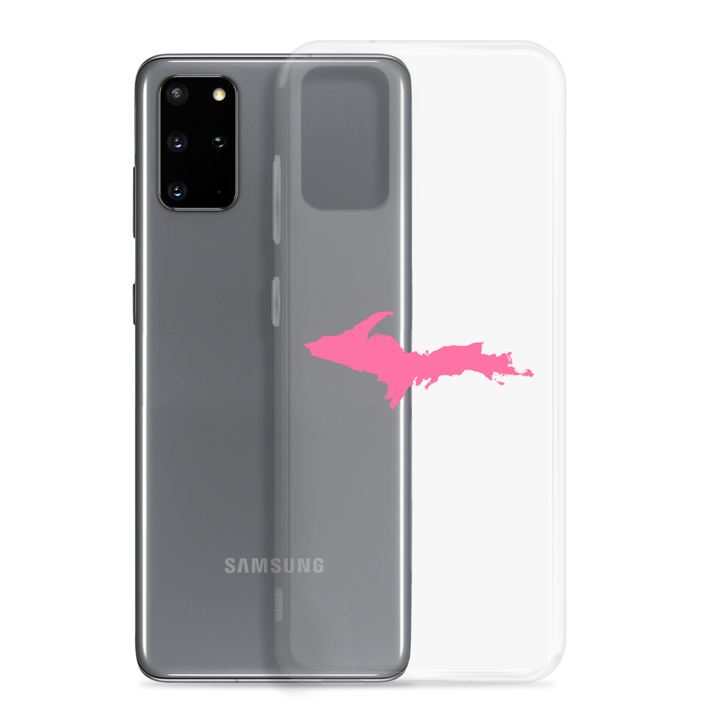 Michigan Upper Peninsula Clear Phone Case (w/ Pink UP Outline) | Samsung Android