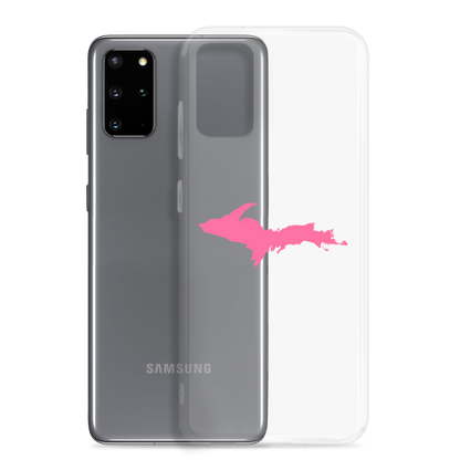 Michigan Upper Peninsula Clear Phone Case (w/ Pink UP Outline) | Samsung Android