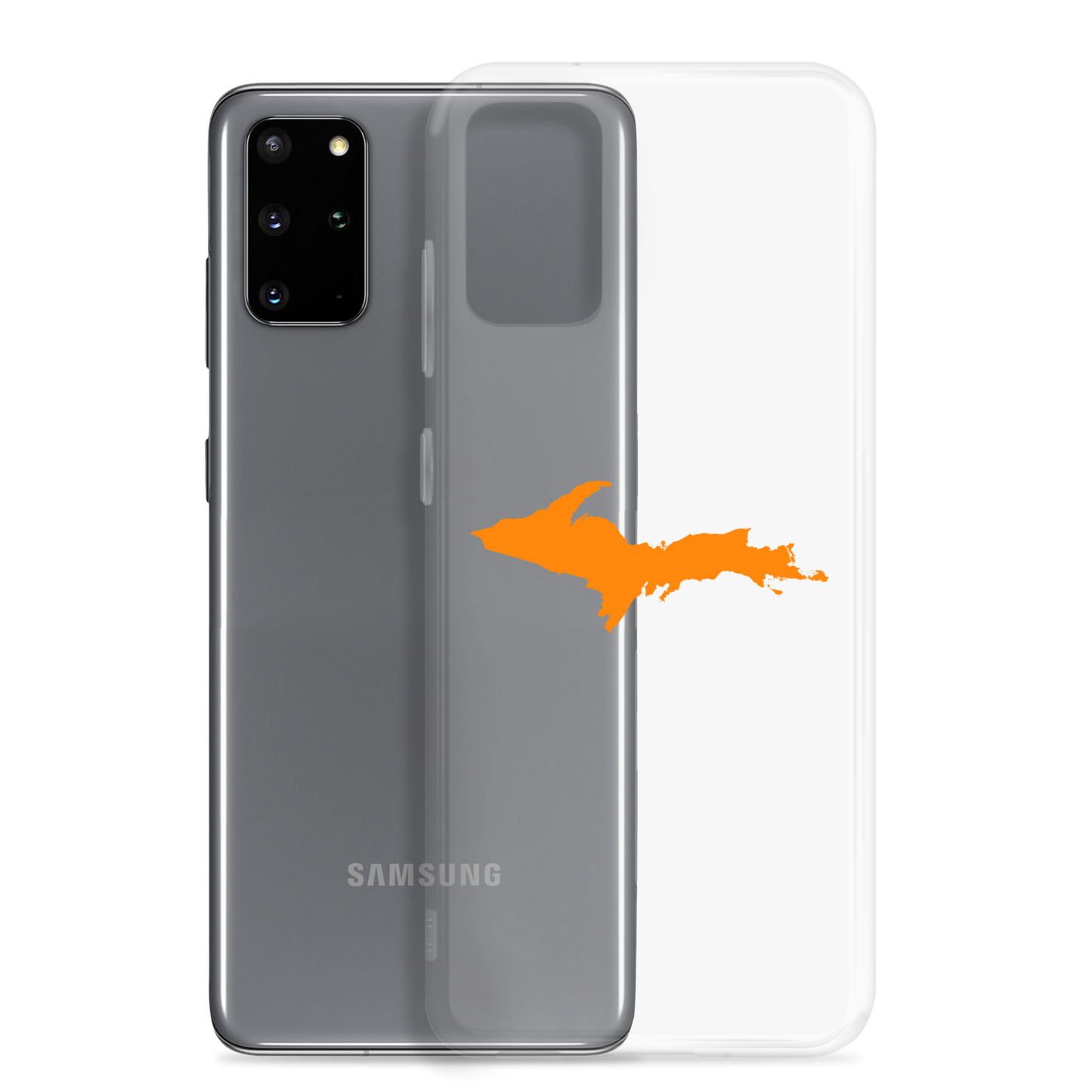 Michigan Upper Peninsula Clear Phone Case (w/ Orange UP Outline) | Samsung Android