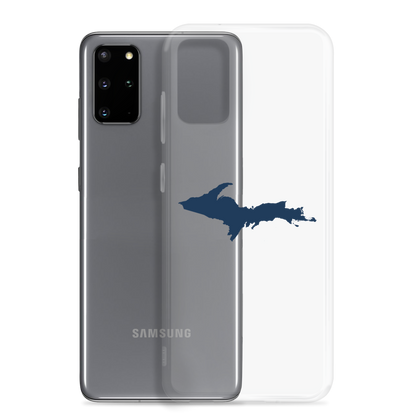 Michigan Upper Peninsula Clear Phone Case (w/ Navy UP Outline) | Samsung Android