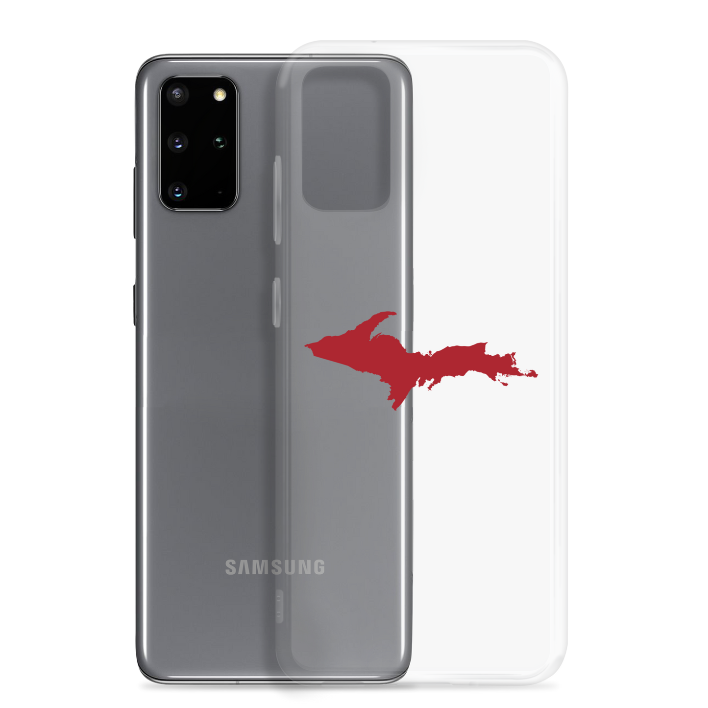Michigan Upper Peninsula Clear Phone Case (w/ Thimbleberry Red UP Outline) | Samsung Android