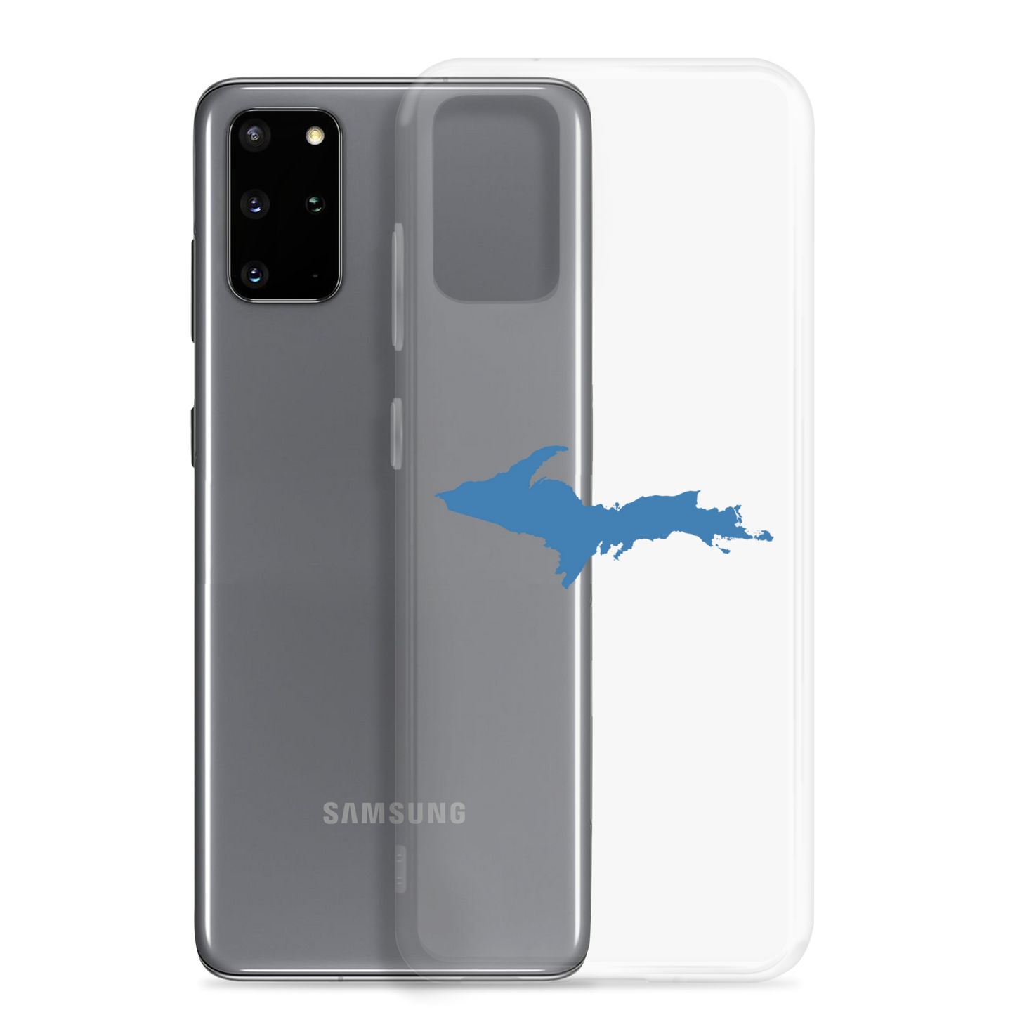 Michigan Upper Peninsula Clear Phone Case (w/ Lake Superior Blue UP Outline) | Samsung Android