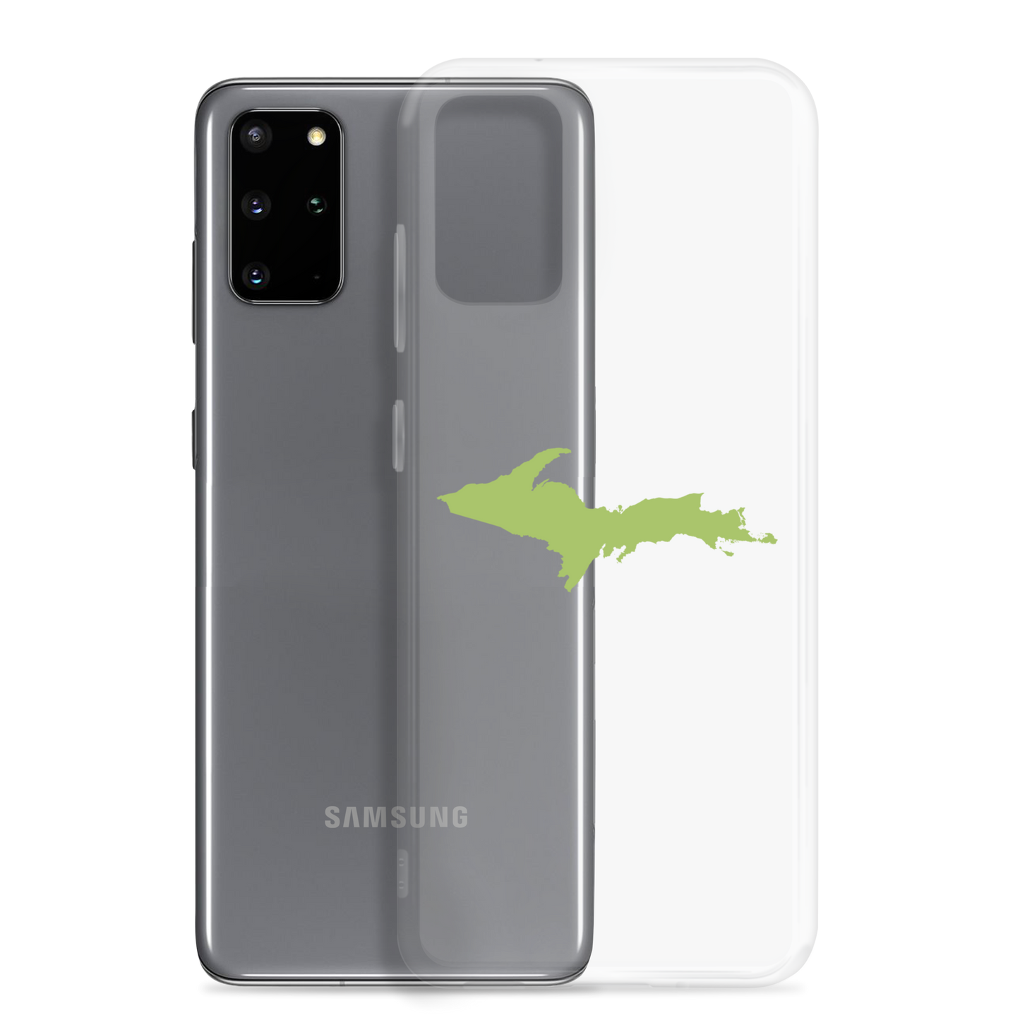 Michigan Upper Peninsula Clear Phone Case (w/ Gooseberry Green UP Outline) | Samsung Android