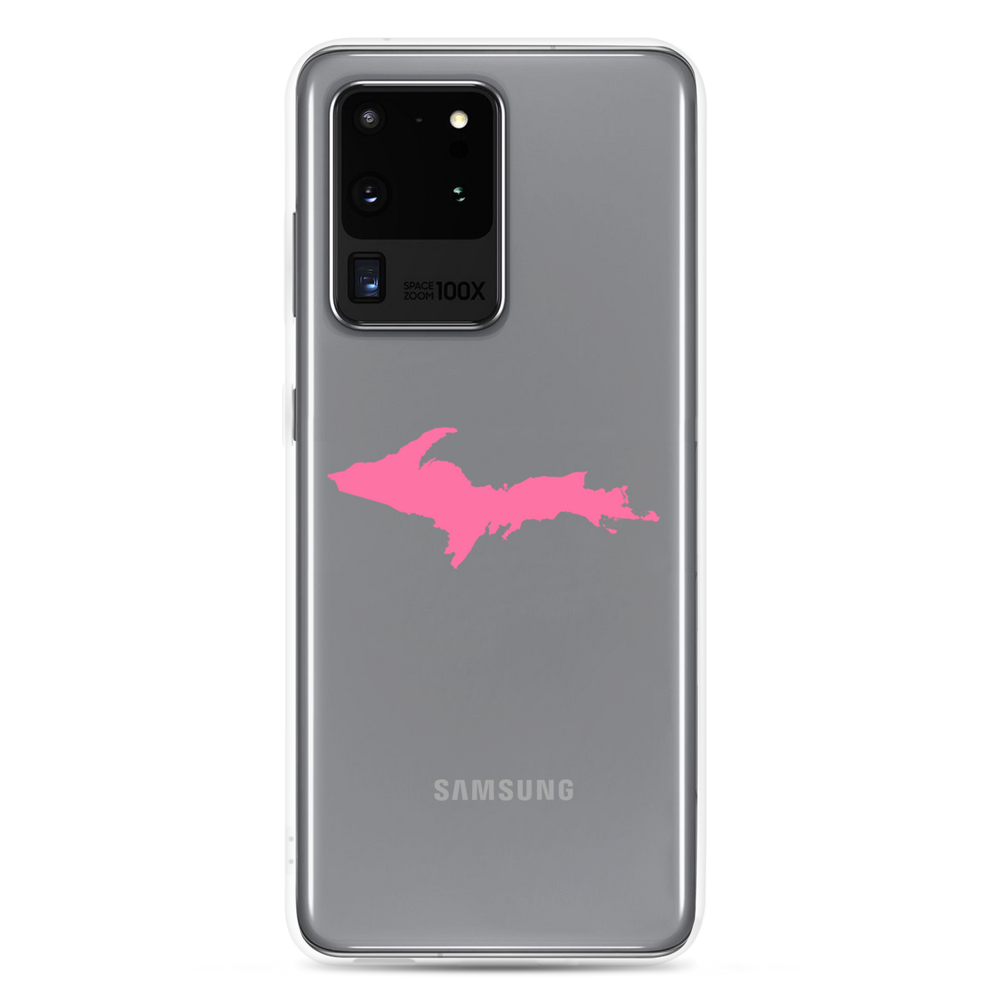 Michigan Upper Peninsula Clear Phone Case (w/ Pink UP Outline) | Samsung Android