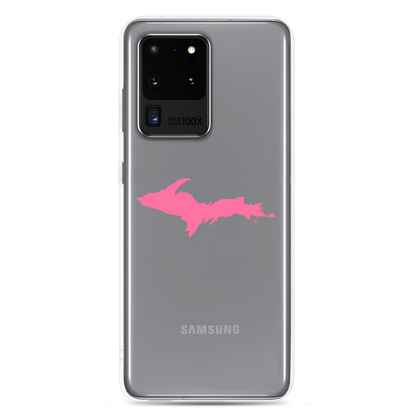 Michigan Upper Peninsula Clear Phone Case (w/ Pink UP Outline) | Samsung Android