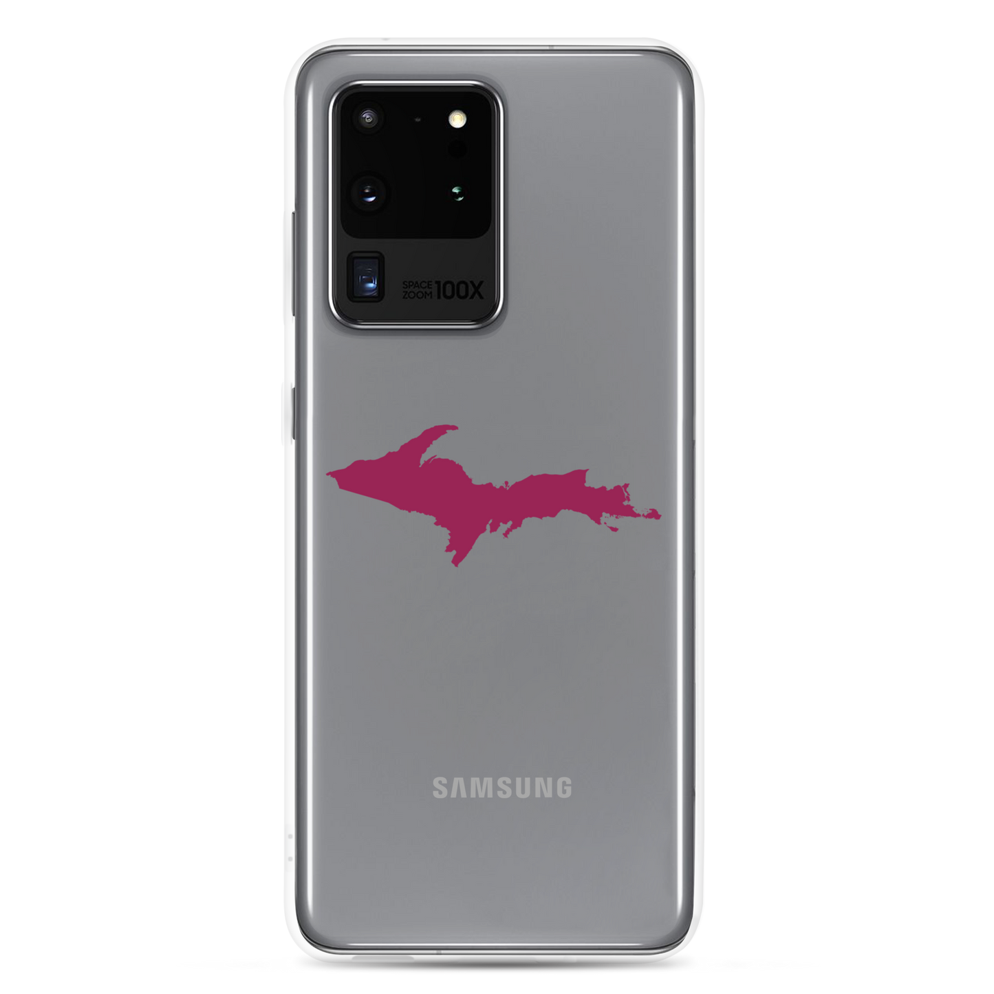 Michigan Upper Peninsula Clear Phone Case (w/ Ruby Red UP Outline) | Samsung Android