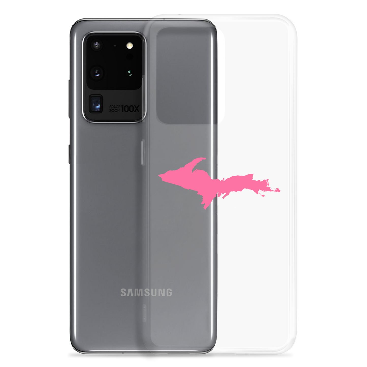 Michigan Upper Peninsula Clear Phone Case (w/ Pink UP Outline) | Samsung Android