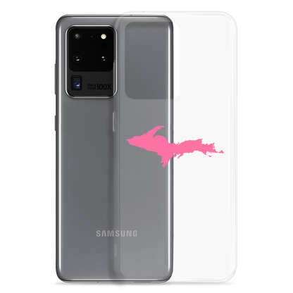 Michigan Upper Peninsula Clear Phone Case (w/ Pink UP Outline) | Samsung Android