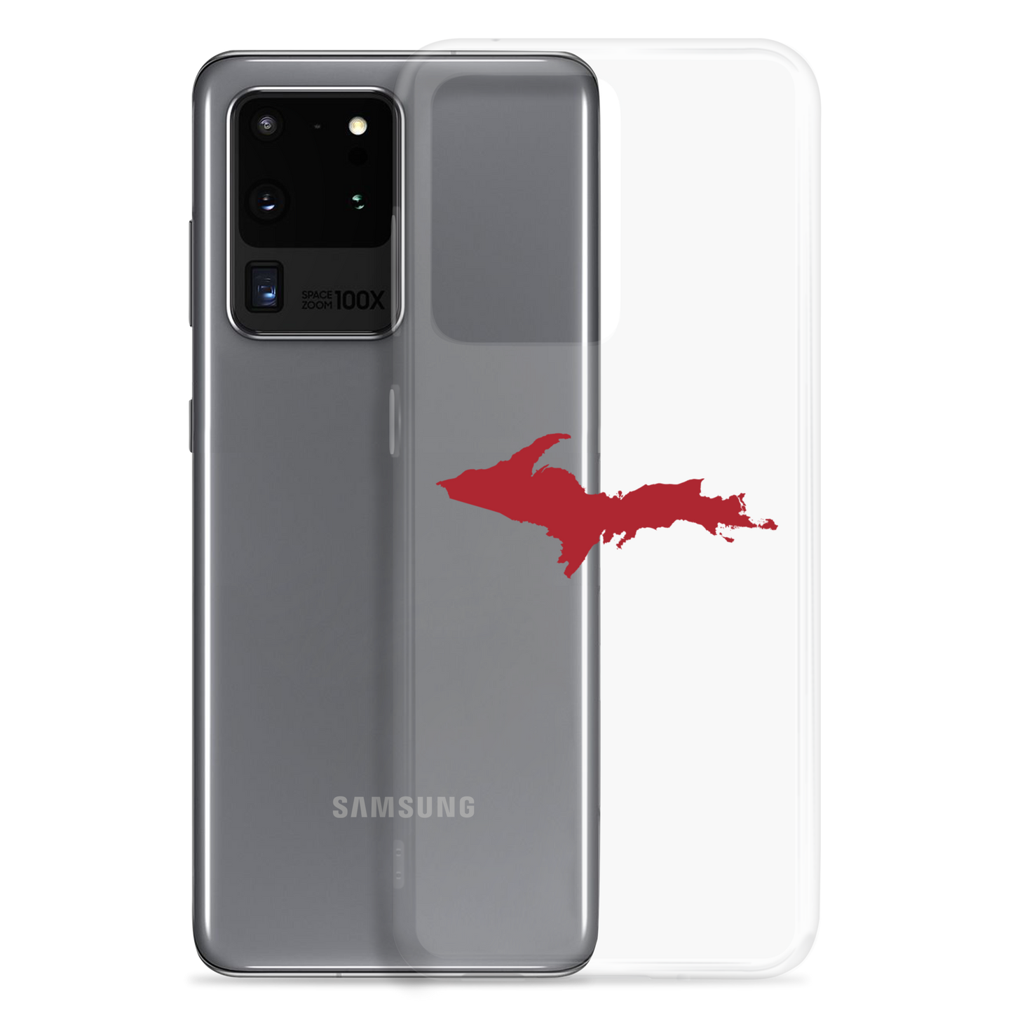 Michigan Upper Peninsula Clear Phone Case (w/ Thimbleberry Red UP Outline) | Samsung Android