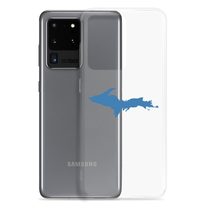 Michigan Upper Peninsula Clear Phone Case (w/ Lake Superior Blue UP Outline) | Samsung Android