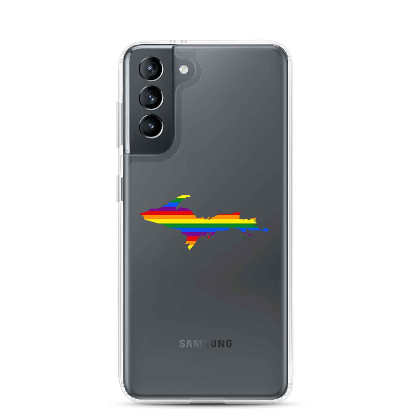 Michigan Upper Peninsula Clear Phone Case (w/ UP Pride Flag Outline) | Samsung Android