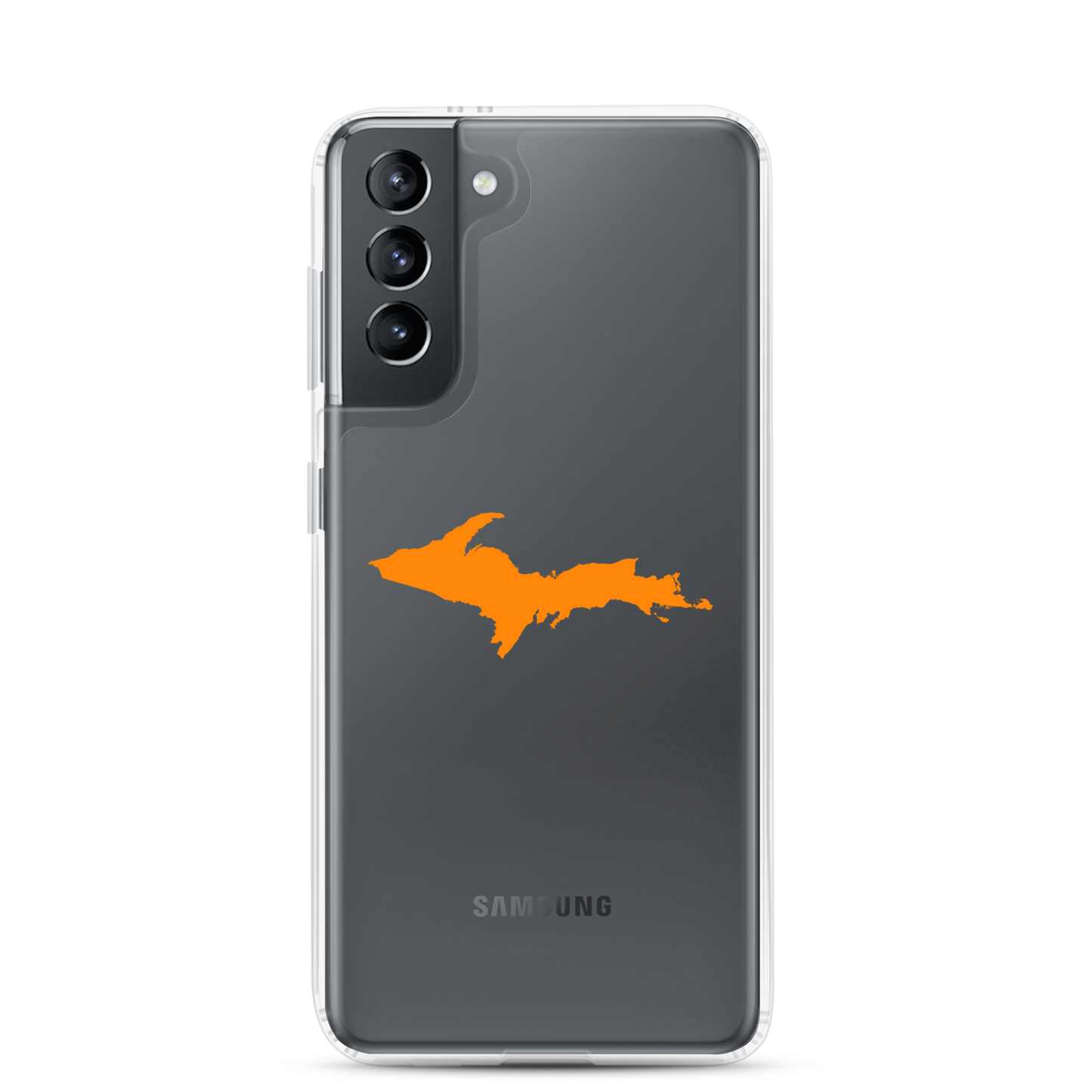 Michigan Upper Peninsula Clear Phone Case (w/ Orange UP Outline) | Samsung Android