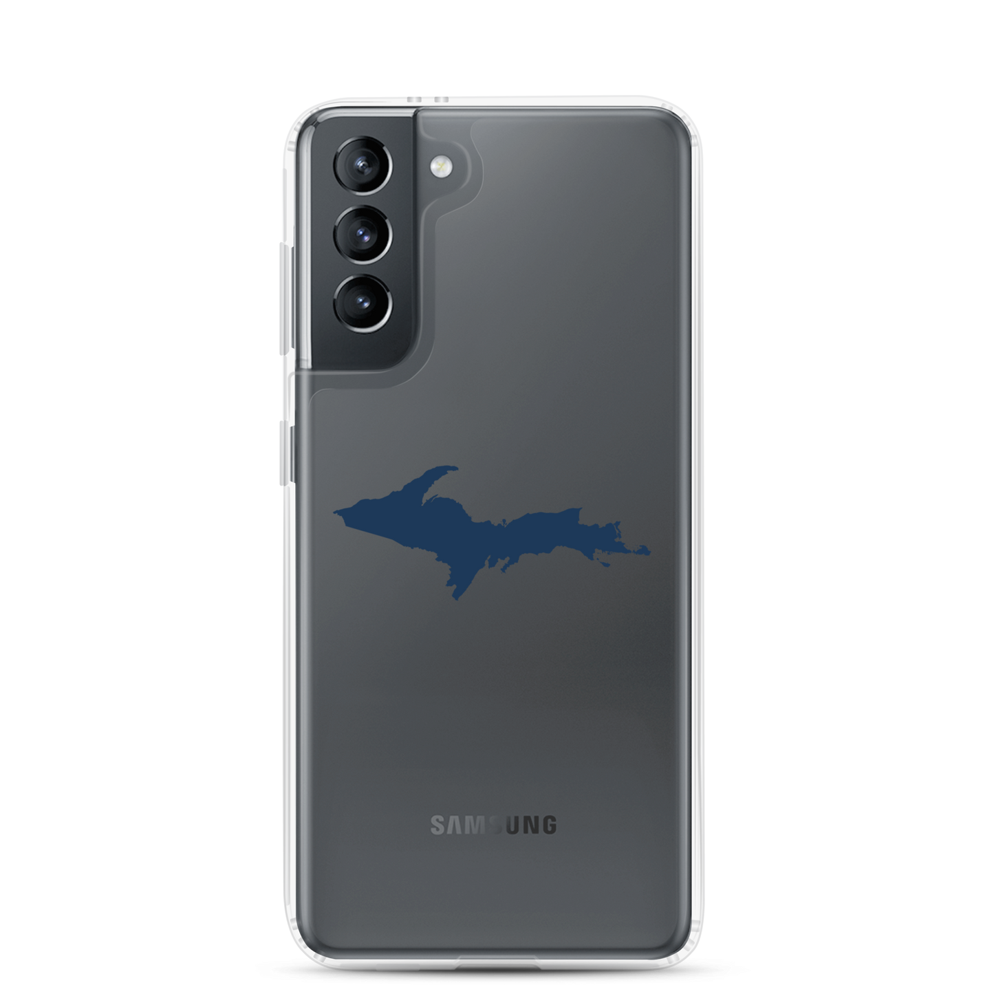 Michigan Upper Peninsula Clear Phone Case (w/ Navy UP Outline) | Samsung Android