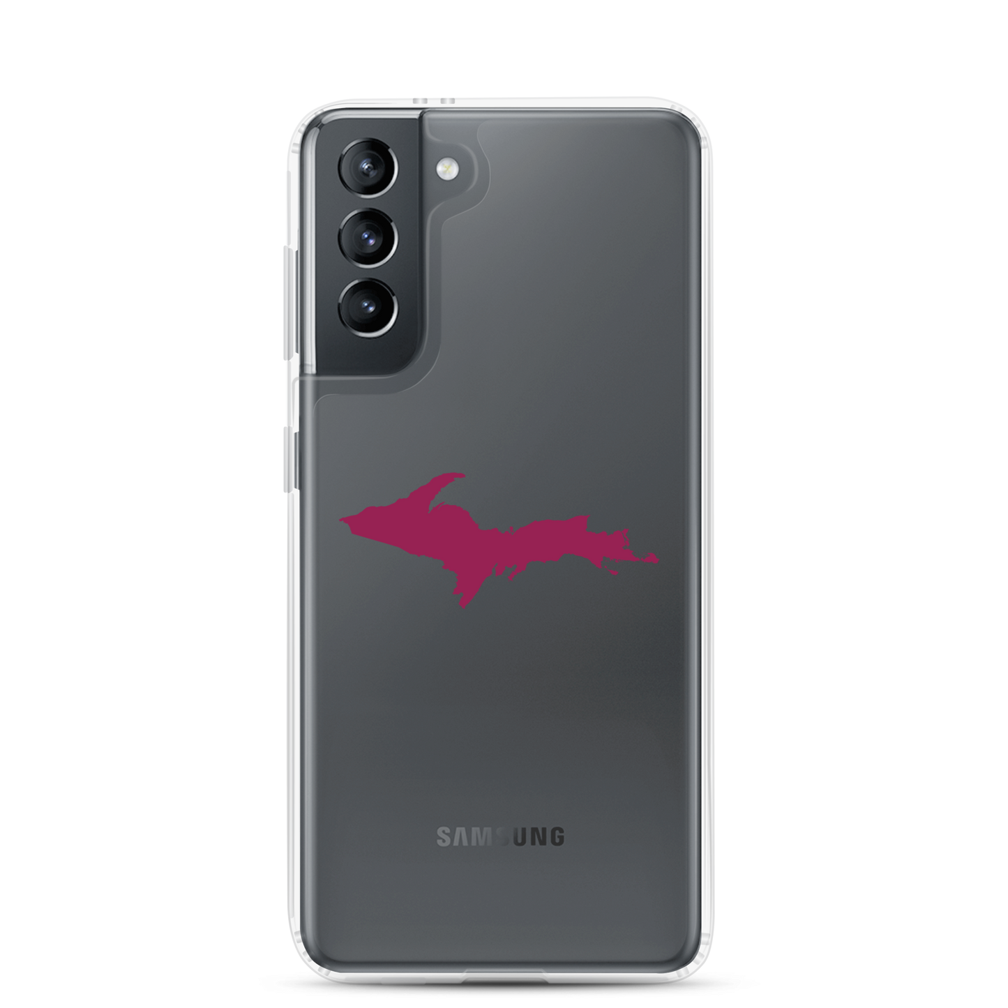 Michigan Upper Peninsula Clear Phone Case (w/ Ruby Red UP Outline) | Samsung Android