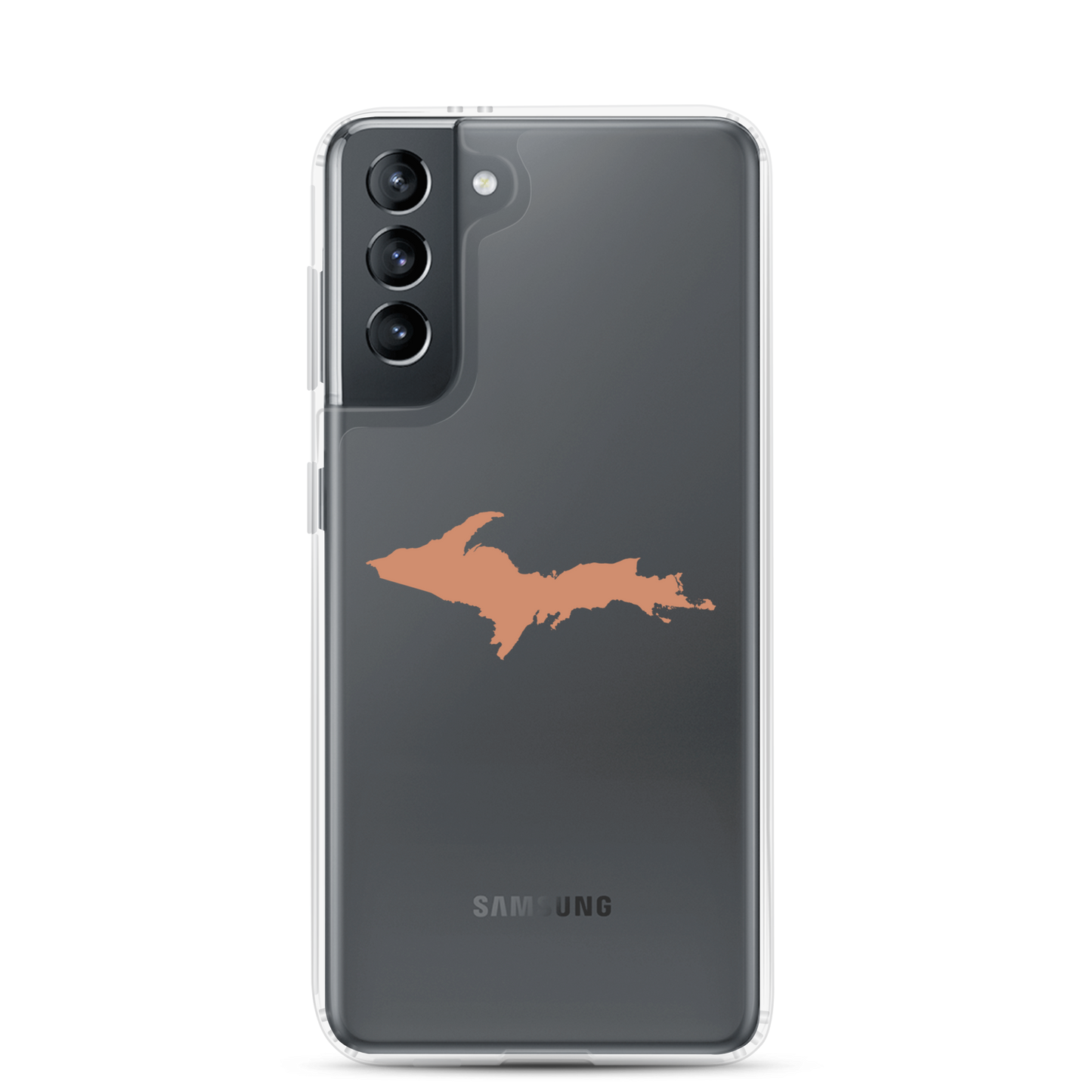 Michigan Upper Peninsula Clear Phone Case (w/ Copper Color UP Outline) | Samsung Android