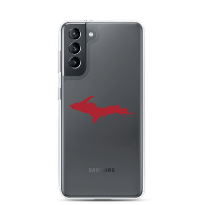 Michigan Upper Peninsula Clear Phone Case (w/ Thimbleberry Red UP Outline) | Samsung Android