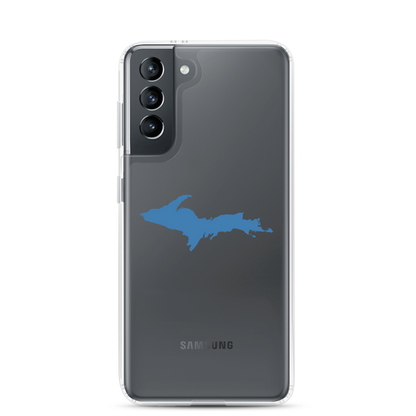 Michigan Upper Peninsula Clear Phone Case (w/ Lake Superior Blue UP Outline) | Samsung Android