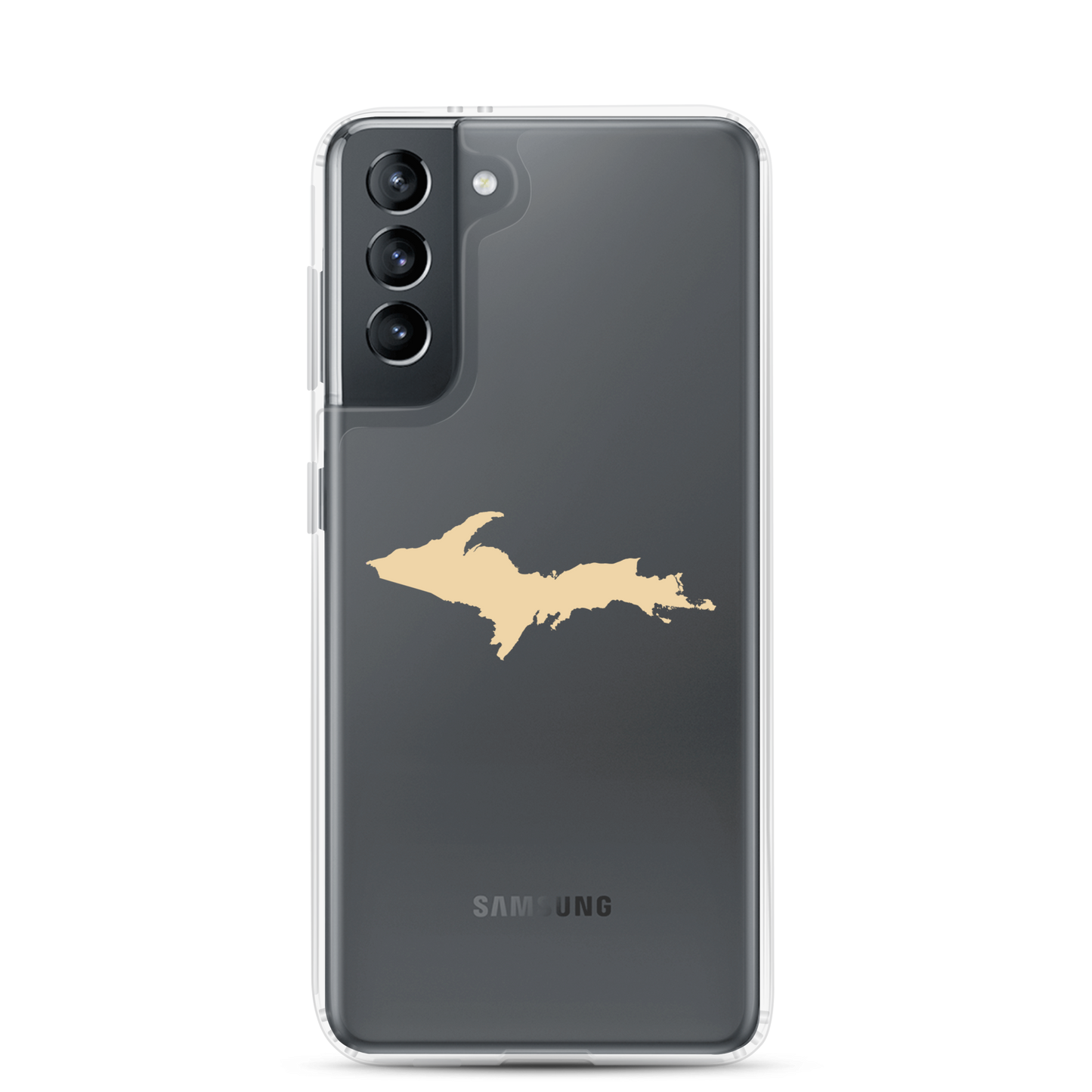 Michigan Upper Peninsula Clear Phone Case (w/ Maple Color UP Outline) | Samsung Android