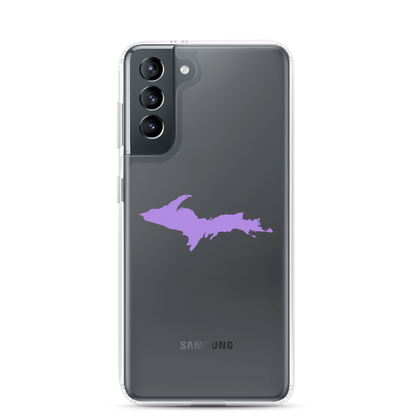 Michigan Upper Peninsula Clear Phone Case (w/ Lavender UP Outline) | Samsung Android