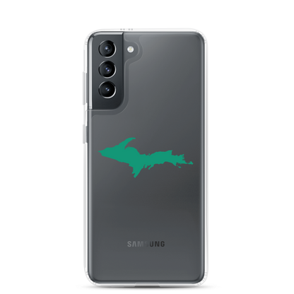 Michigan Upper Peninsula Clear Phone Case (w/ Emerald UP Outline) | Samsung Android