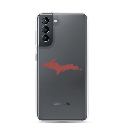 Michigan Upper Peninsula Clear Phone Case (w/ Ore Dock Red UP Outline) | Samsung Android