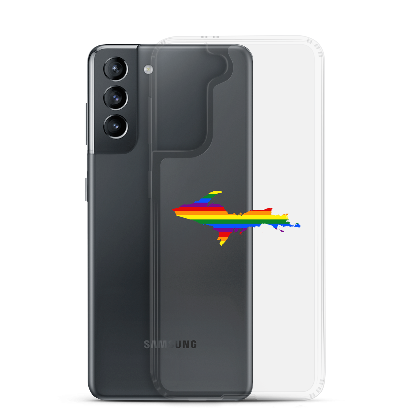 Michigan Upper Peninsula Clear Phone Case (w/ UP Pride Flag Outline) | Samsung Android