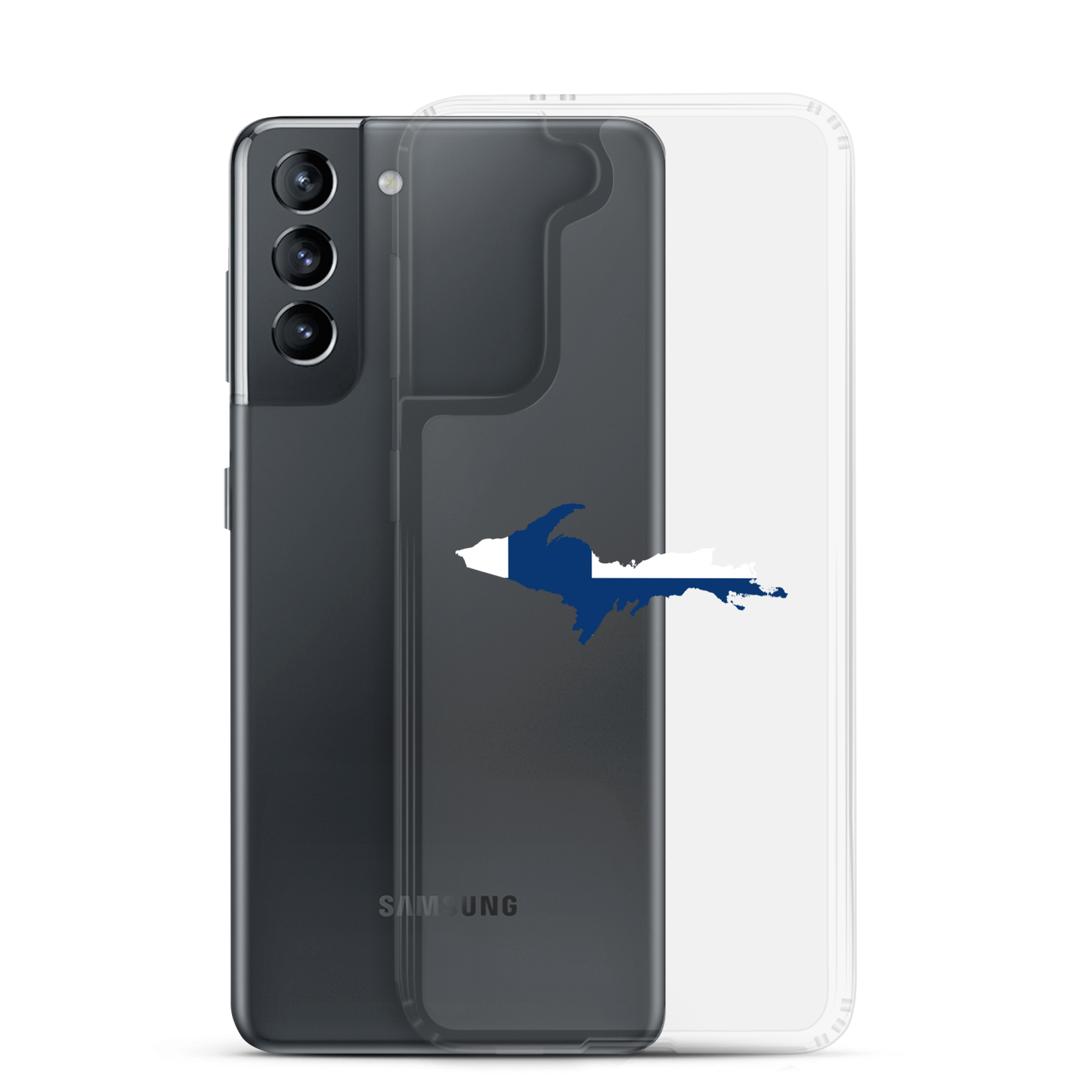 Michigan Upper Peninsula Clear Phone Case (w/ UP Finland Flag Outline) | Samsung Android