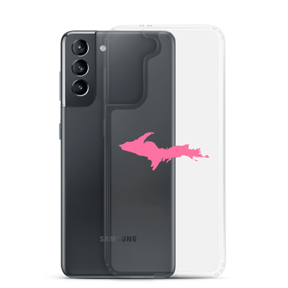 Michigan Upper Peninsula Clear Phone Case (w/ Pink UP Outline) | Samsung Android