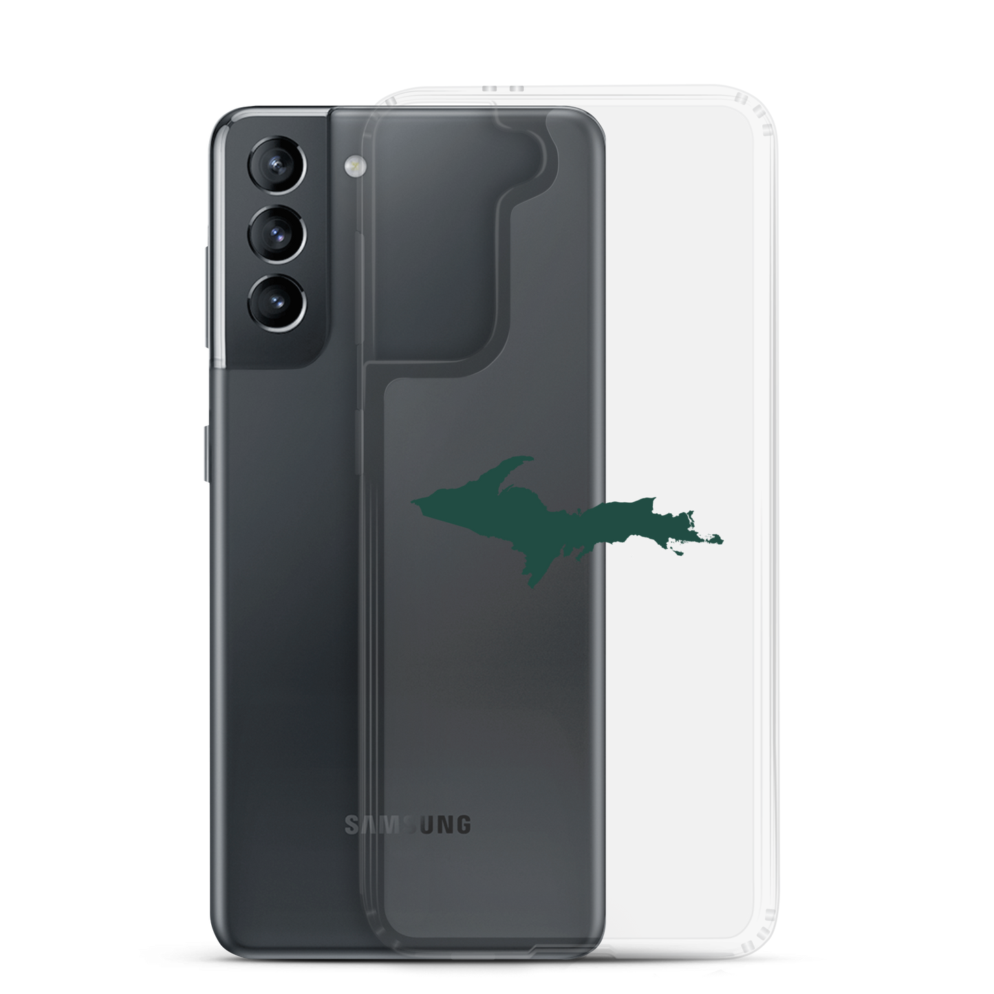 Michigan Upper Peninsula Clear Phone Case (w/ UP Green Outline) | Samsung Android