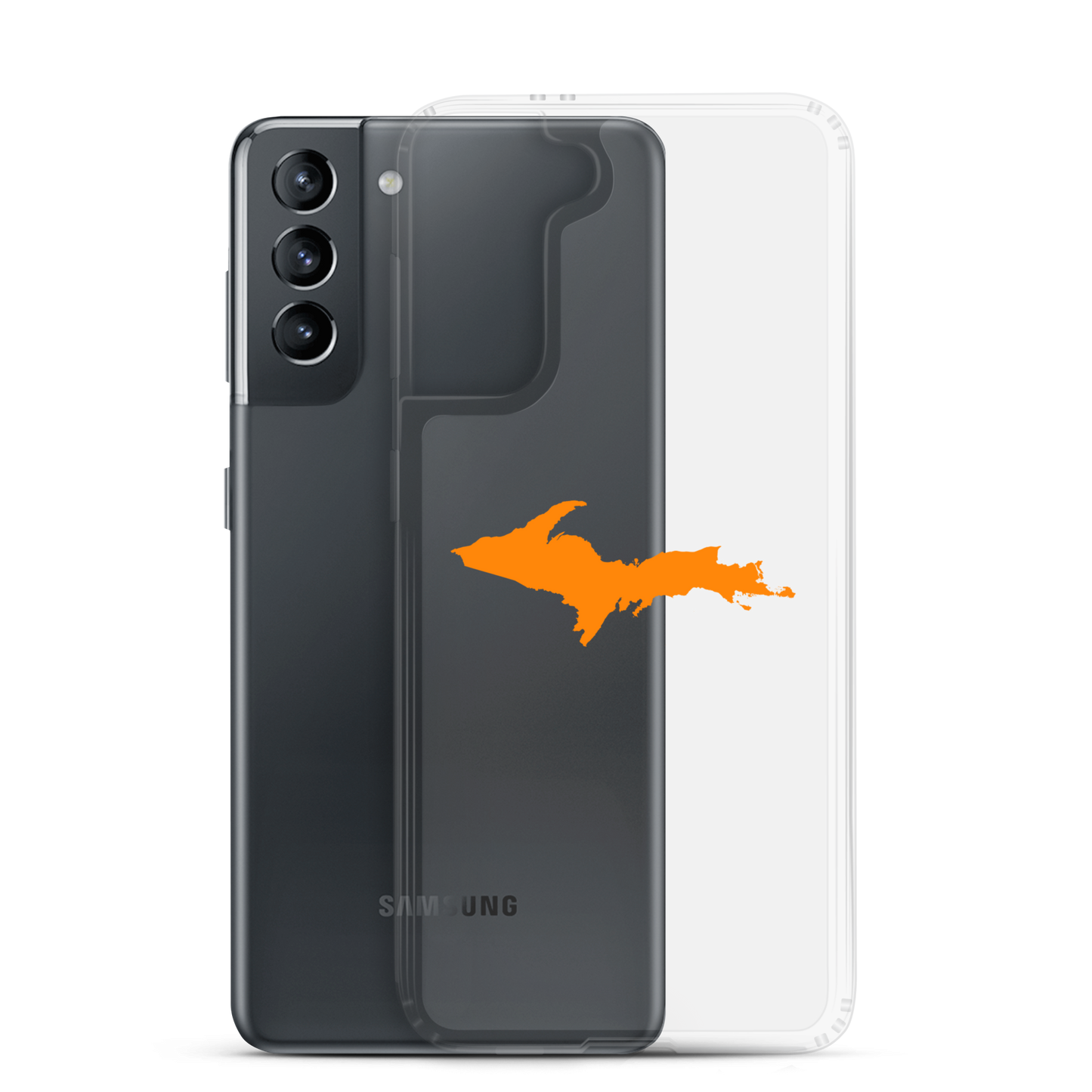 Michigan Upper Peninsula Clear Phone Case (w/ Orange UP Outline) | Samsung Android