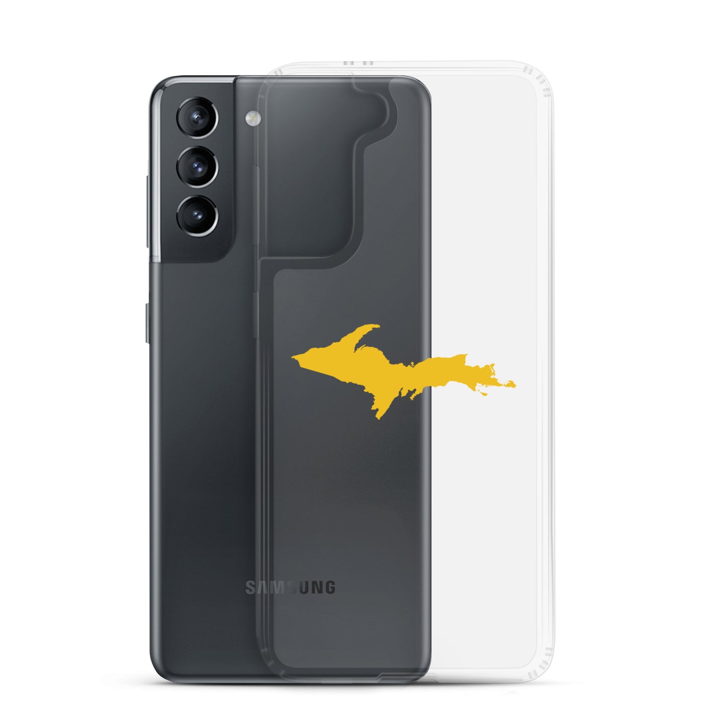 Michigan Upper Peninsula Clear Phone Case (w/ Gold UP Outline) | Samsung Android