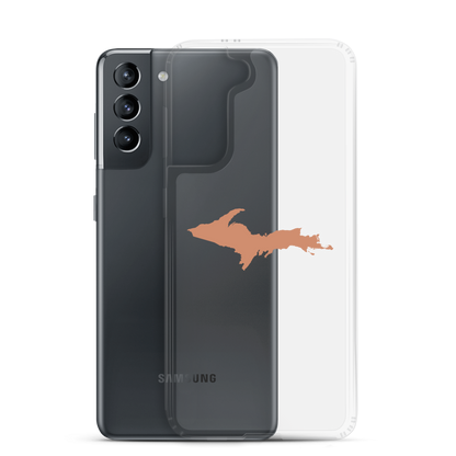 Michigan Upper Peninsula Clear Phone Case (w/ Copper Color UP Outline) | Samsung Android