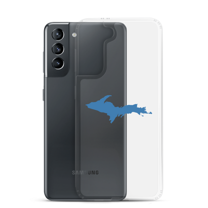 Michigan Upper Peninsula Clear Phone Case (w/ Lake Superior Blue UP Outline) | Samsung Android