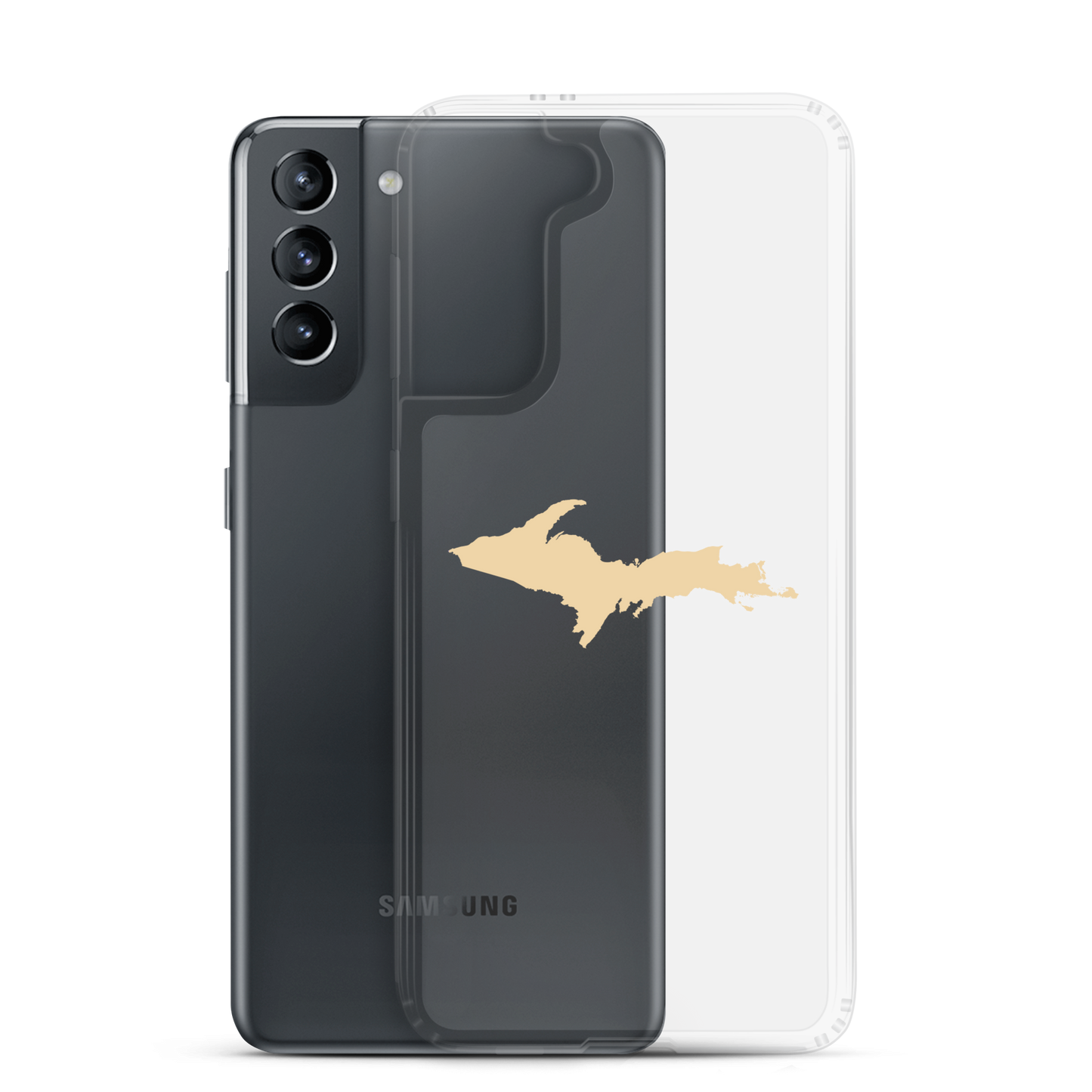 Michigan Upper Peninsula Clear Phone Case (w/ Maple Color UP Outline) | Samsung Android