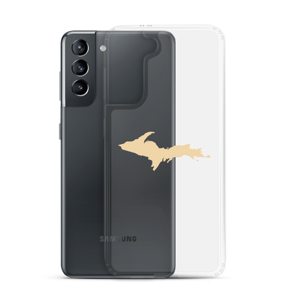 Michigan Upper Peninsula Clear Phone Case (w/ Maple Color UP Outline) | Samsung Android