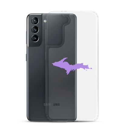 Michigan Upper Peninsula Clear Phone Case (w/ Lavender UP Outline) | Samsung Android