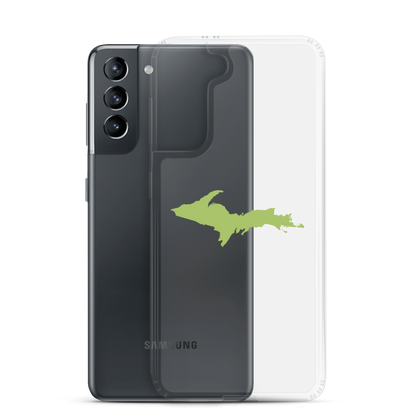 Michigan Upper Peninsula Clear Phone Case (w/ Gooseberry Green UP Outline) | Samsung Android