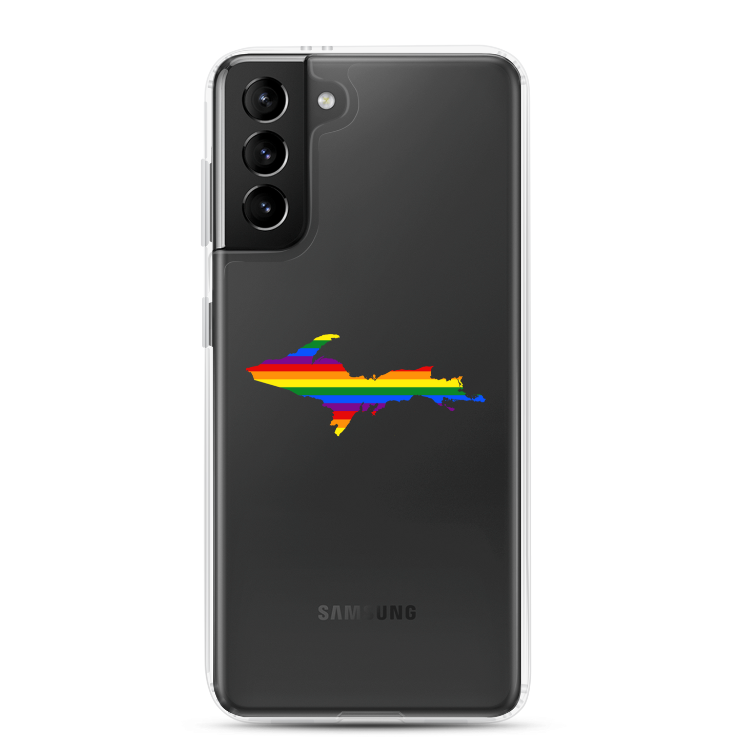 Michigan Upper Peninsula Clear Phone Case (w/ UP Pride Flag Outline) | Samsung Android