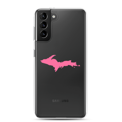 Michigan Upper Peninsula Clear Phone Case (w/ Pink UP Outline) | Samsung Android