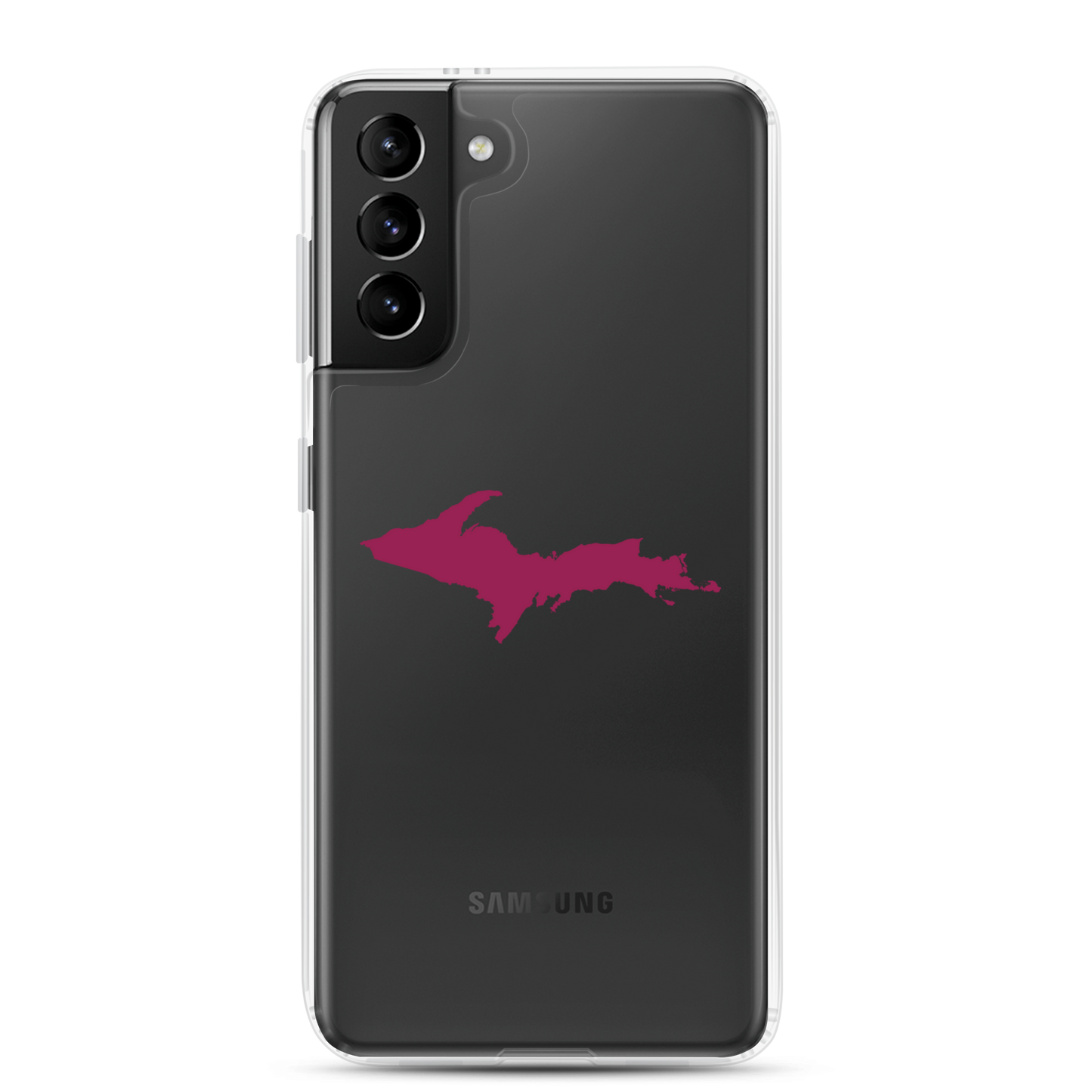 Michigan Upper Peninsula Clear Phone Case (w/ Ruby Red UP Outline) | Samsung Android