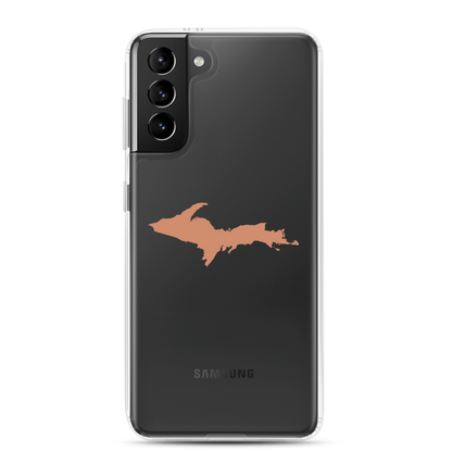 Michigan Upper Peninsula Clear Phone Case (w/ Copper Color UP Outline) | Samsung Android