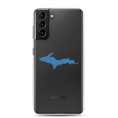 Michigan Upper Peninsula Clear Phone Case (w/ Lake Superior Blue UP Outline) | Samsung Android