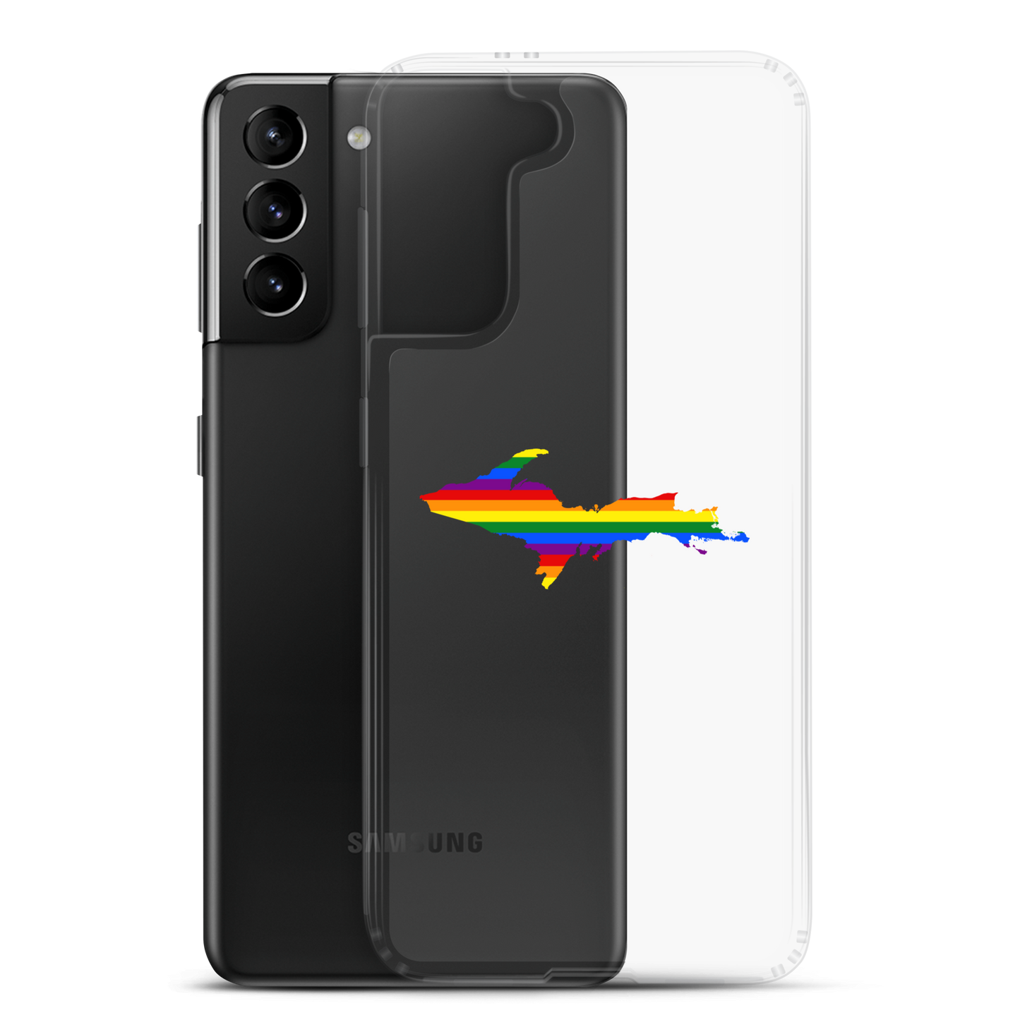 Michigan Upper Peninsula Clear Phone Case (w/ UP Pride Flag Outline) | Samsung Android