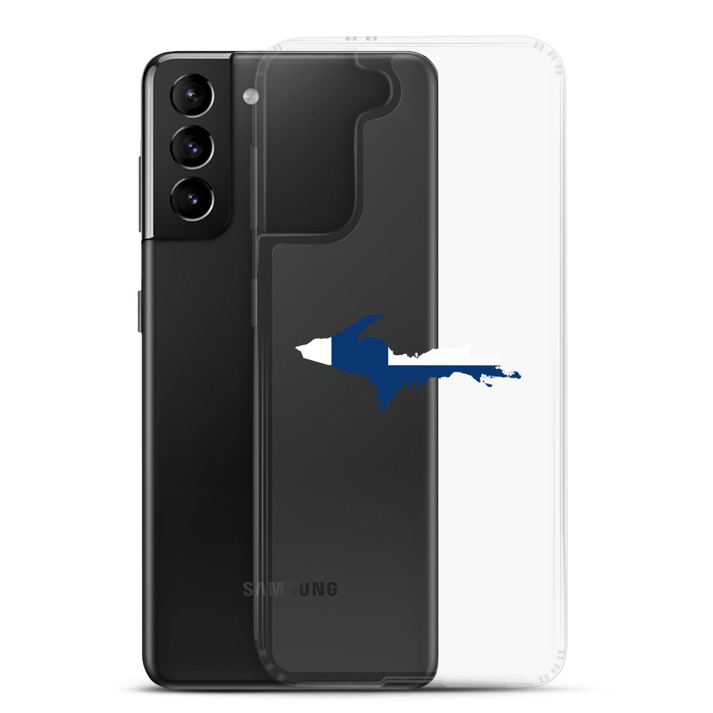 Michigan Upper Peninsula Clear Phone Case (w/ UP Finland Flag Outline) | Samsung Android