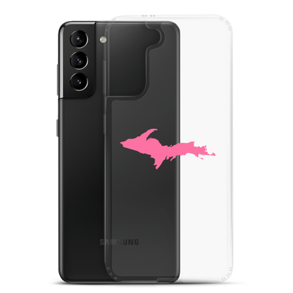 Michigan Upper Peninsula Clear Phone Case (w/ Pink UP Outline) | Samsung Android