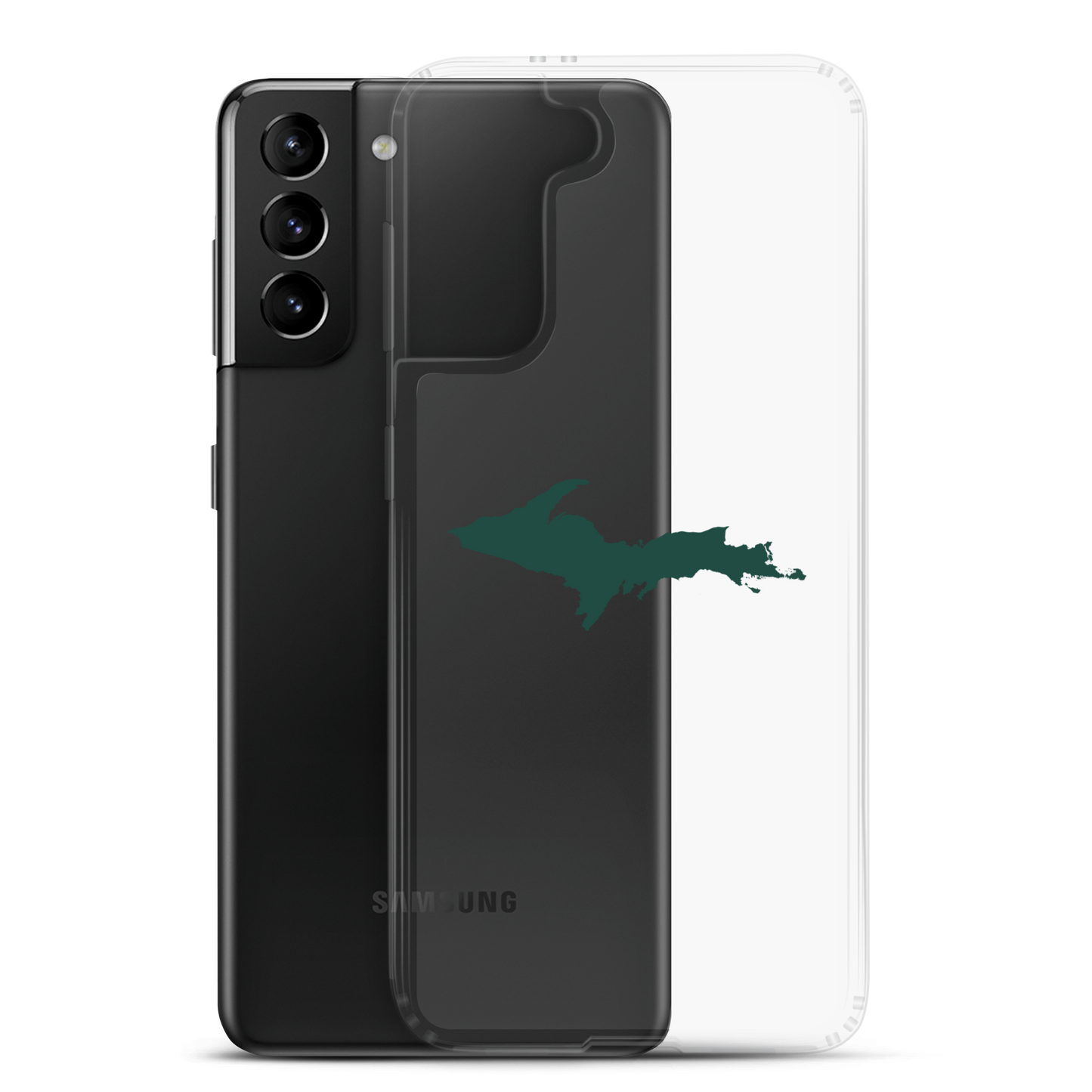 Michigan Upper Peninsula Clear Phone Case (w/ UP Green Outline) | Samsung Android